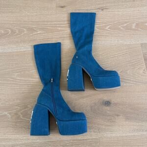 Naked Wolfe Platform Boots Denim Spice Size US 9 Blue